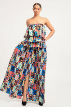 Charger l'image dans la galerie, Printed Ruffle Top And Pleated Skirt Set