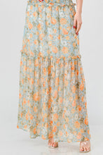 Load image into Gallery viewer, Floral Chiffon Off Shoulder Smocked Back Ruffled Tiered Maxi Dress