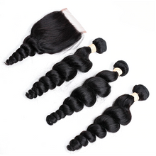 Load image into Gallery viewer, Loose Wave Bundles With Closure Remy Loose Wave Bundles 100% Human Hair Loose Wave Bundles With Closure