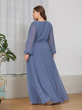 Charger l'image dans la galerie, Robes élégantes Plus la taille 9XL robes pour femmes longue une ligne col en V manches longues robe de longueur au sol 2023 Ever Pretty de robe de demoiselle d'honneur pour femmes