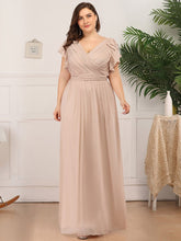 Charger l'image dans la galerie, Robes élégantes Grande taille 9XL Robes pour femmes Longue LIGNE A Manches courtes Col en V Robe longueur au sol 2023 Ever Pretty of Bridesmaid Women Dress