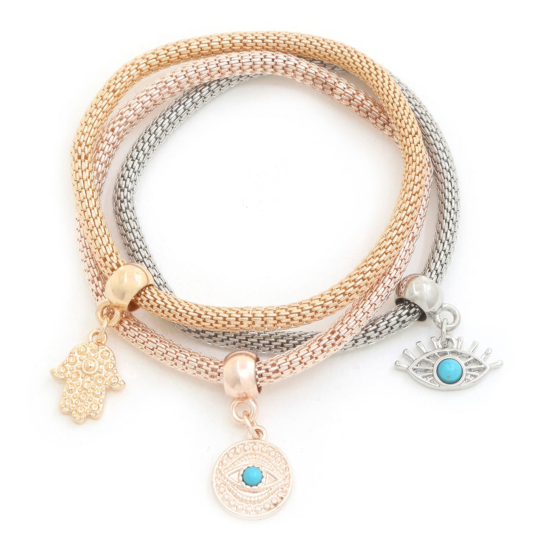 Ensemble de bracelets à breloques main de Hamsa mauvais œil