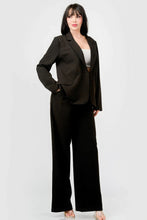 Charger l&#39;image dans la galerie, Ensemble semi-formel de luxe extensible tissé avec blazer et pantalon à jambes larges
