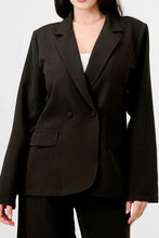Charger l&#39;image dans la galerie, Ensemble semi-formel de luxe extensible tissé avec blazer et pantalon à jambes larges
