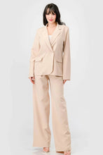 Charger l&#39;image dans la galerie, Ensemble semi-formel de luxe extensible tissé avec blazer et pantalon à jambes larges
