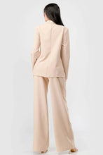 Charger l&#39;image dans la galerie, Ensemble semi-formel de luxe extensible tissé avec blazer et pantalon à jambes larges
