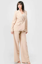 Charger l&#39;image dans la galerie, Ensemble semi-formel de luxe extensible tissé avec blazer et pantalon à jambes larges
