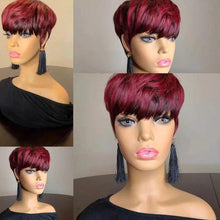 Charger l&#39;image dans la galerie, WIGERA – perruque synthétique courte et lisse à reflets, coupe Pixie, cheveux noirs mélangés miel et or pour femmes 
