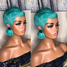 Charger l&#39;image dans la galerie, WIGERA – perruque synthétique courte et lisse à reflets, coupe Pixie, cheveux noirs mélangés miel et or pour femmes 
