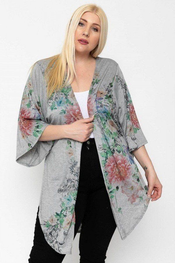Cardigan long à imprimé floral