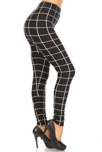 Charger l&#39;image dans la galerie, Leggings taille haute à carreaux avec taille élastique et coupe skinny
