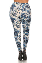 Charger l&#39;image dans la galerie, Imprimé floral grande taille, leggings pleine longueur dans un style ajusté avec une taille haute à bandes
