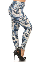 Charger l&#39;image dans la galerie, Imprimé floral grande taille, leggings pleine longueur dans un style ajusté avec une taille haute à bandes
