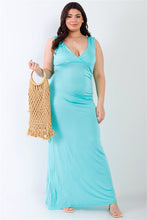 Load image into Gallery viewer, Plus V-neck Sleeveless Maxi Dress
