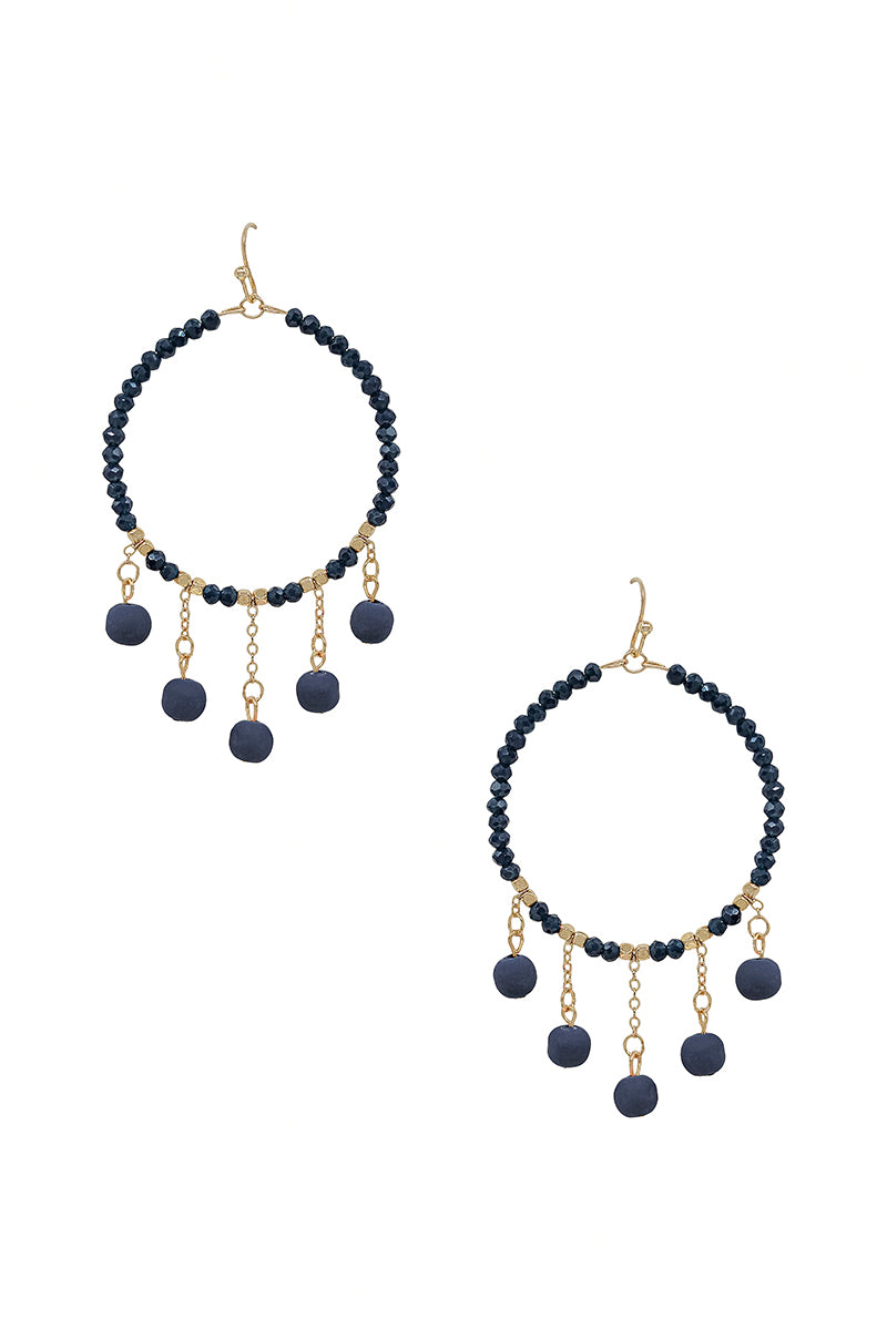 Boucle d'oreille en perles rondes avec breloque boule d'argile