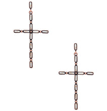 Charger l&#39;image dans la galerie, Boucle d&#39;oreille en métal avec croix à motif multi-pierres

