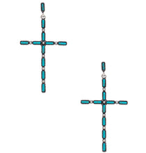 Charger l&#39;image dans la galerie, Boucle d&#39;oreille en métal avec croix à motif multi-pierres
