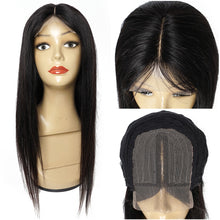 Load image into Gallery viewer, 4x1 T part lace wig 12 to 28 inch straight Indian human hair wigs middle part pre-plucked hair line wigs with baby hair
