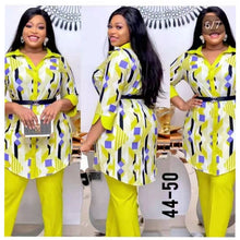 Charger l&#39;image dans la galerie, Pantalon Dashiki avec manteau Long, 4 tailles africaines, costume 2 pièces pour femmes (TZ11 #), nouvelle collection 
