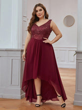 Charger l&#39;image dans la galerie, Robes élégantes Robes de soirée grande taille Col en V sans manches A-LINE Robe de longueur au sol en paillettes 2023 toujours jolie de Bourgogne Robe de bal élégante Wome 
