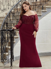 Charger l&#39;image dans la galerie, Robes élégantes Robe de soirée grande taille en dentelle à paillettes scintillantes et manches en maille sirène 2023 Ever Pretty Magnifiquerobe de bal grande taille pour femmes
