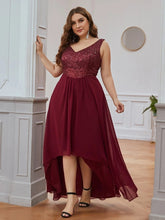 Charger l&#39;image dans la galerie, Robes élégantes Robes de soirée grande taille Col en V sans manches A-LINE Robe de longueur au sol en paillettes 2023 toujours jolie de Bourgogne Robe de bal élégante Wome 
