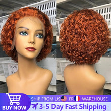 Load image into Gallery viewer, Pixie Cut Wig 99J Color Lace Wig Spring curl Short Bob Human Hair Wig For Women Natural Black Color Blonde Jarin Hair Cheap Wig

