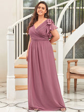 Charger l&#39;image dans la galerie, Robes élégantes Grande taille 9XL Robes pour femmes Longue LIGNE A Manches courtes Col en V Robe longueur au sol 2023 Ever Pretty of Bridesmaid Women Dress 
