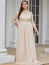 Charger l&#39;image dans la galerie, Robes élégantes Robes élégantes pour femmes de grande taille longue robe trapèze à manches longues et col rond 2023 Ever Pretty of Sequin Elegant Bridesmaid Women Dress 
