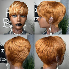 Charger l&#39;image dans la galerie, WIGERA – perruque synthétique courte et lisse à reflets, coupe Pixie, cheveux noirs mélangés miel et or pour femmes 
