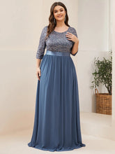Charger l&#39;image dans la galerie, Robes élégantes Robes élégantes pour femmes de grande taille longue robe trapèze à manches longues et col rond 2023 Ever Pretty of Sequin Elegant Bridesmaid Women Dress 
