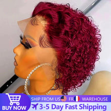Load image into Gallery viewer, Pixie Cut Wig 99J Color Lace Wig Spring curl Short Bob Human Hair Wig For Women Natural Black Color Blonde Jarin Hair Cheap Wig
