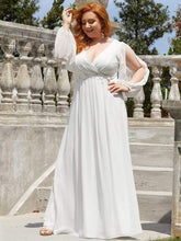 Charger l&#39;image dans la galerie, Robes élégantes Plus la taille 9XL robes pour femmes longue une ligne col en V manches longues robe de longueur au sol 2023 Ever Pretty de robe de demoiselle d&#39;honneur pour femmes 
