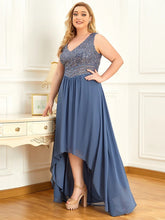 Charger l&#39;image dans la galerie, Robes élégantes Robes de soirée grande taille Col en V sans manches A-LINE Robe de longueur au sol en paillettes 2023 toujours jolie de Bourgogne Robe de bal élégante Wome 
