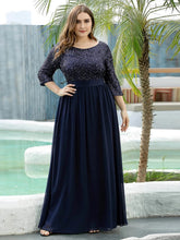 Charger l&#39;image dans la galerie, Robes élégantes Robes élégantes pour femmes de grande taille longue robe trapèze à manches longues et col rond 2023 Ever Pretty of Sequin Elegant Bridesmaid Women Dress 
