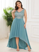 Charger l&#39;image dans la galerie, Robes élégantes Robes de soirée grande taille Col en V sans manches A-LINE Robe de longueur au sol en paillettes 2023 toujours jolie de Bourgogne Robe de bal élégante Wome 
